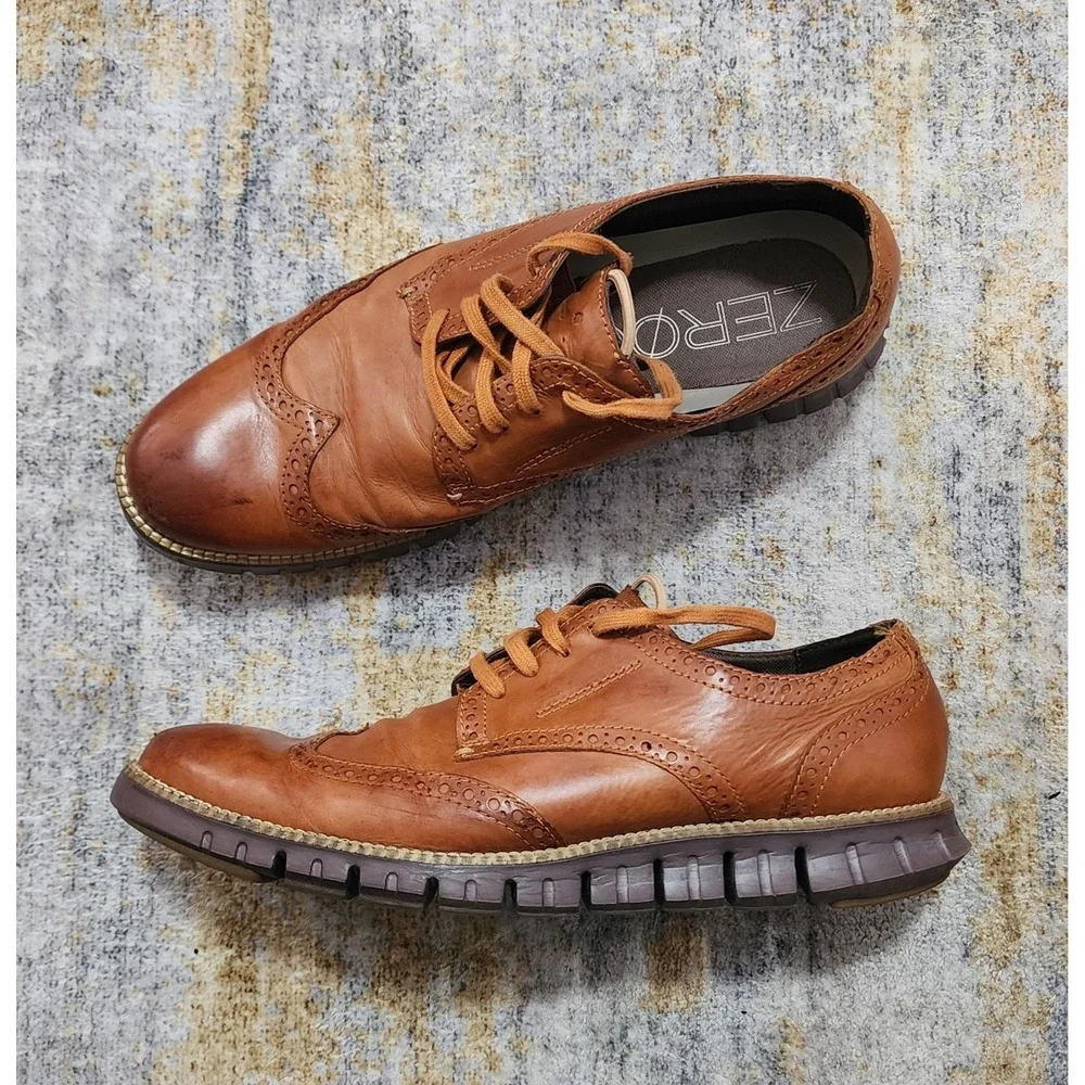 Cole Haan Men's Brown ZeroGrand Wingtip Oxford Shoes Size 10 C22747